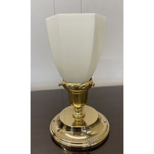 Vintage Flush Mount Brass Ceiling Fixture White Octagon Globe Shade